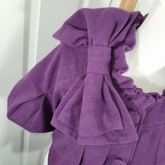 NWT Ryu Swing Coat Jacket in Purple Puff Sleeves & Big Bow Size Medium - Picture 5 of 13